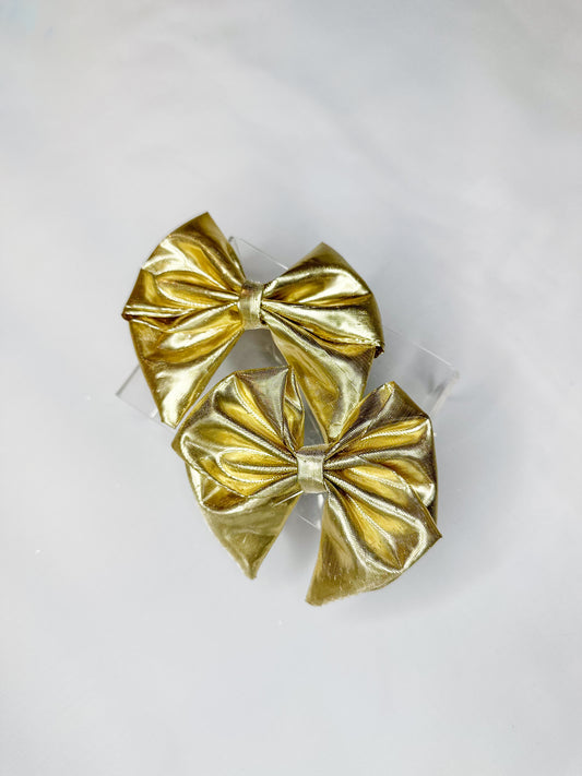 Champagne Metalic Gold hair bows