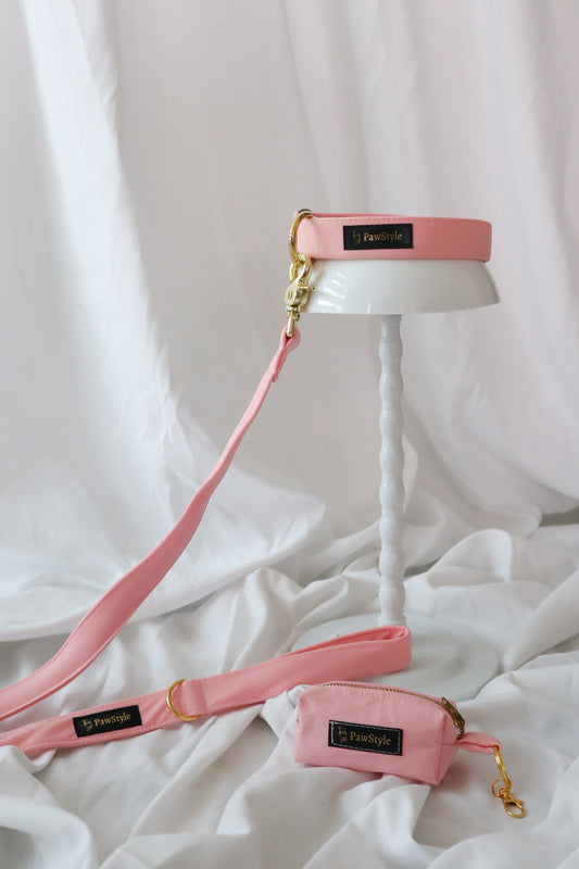 Light Pink Collar, Leash and Poop Bag